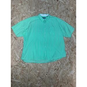Fernando Pena Mens Short Sleeve Green Button Down Shirt Sz 3XL